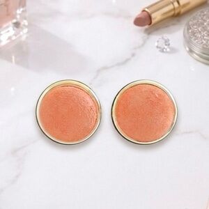 Vintage Tan Cream Round Button Earrings Gold Plated Clip On